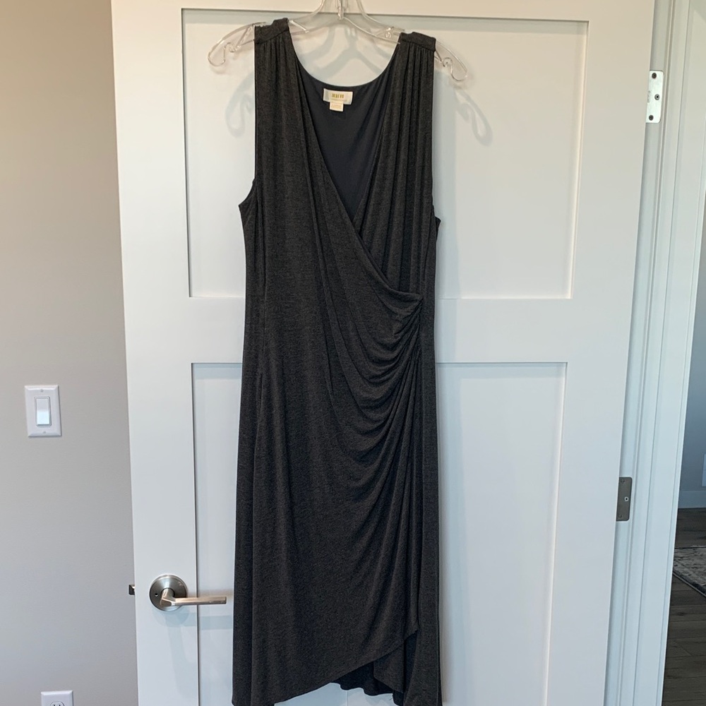 Anthropologie Black Sleeveless Midi Dress with Draped Wrap Front